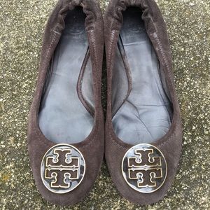 Brown Suede Tory Burch Flats